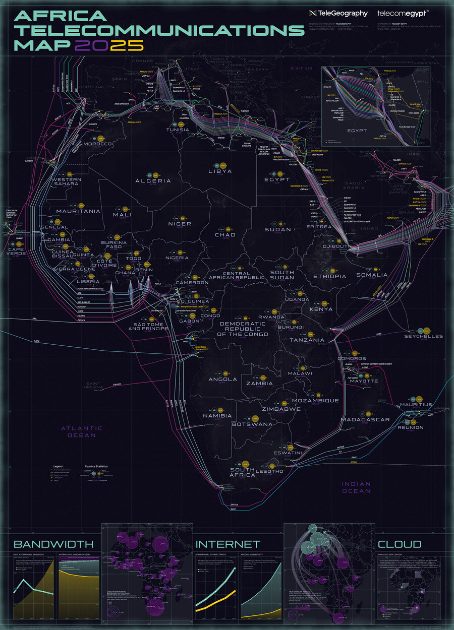 Africa Telecommunications Map 2025 · TeleGeography
